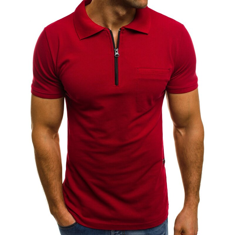 Zomer business casual heren poloshirt effen korte mouwen heren poloshirts streetwear heren top t-shirts: Rood / Xxl