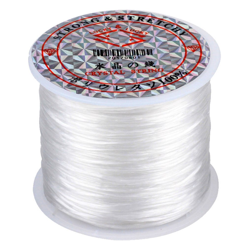 Rollo de 60m de hilo elástico para abalorios, joyería artesanal, cordón para abalorios, pulsera, collar, tobillera, hilo elástico de 0,8mm de ancho: Blanco