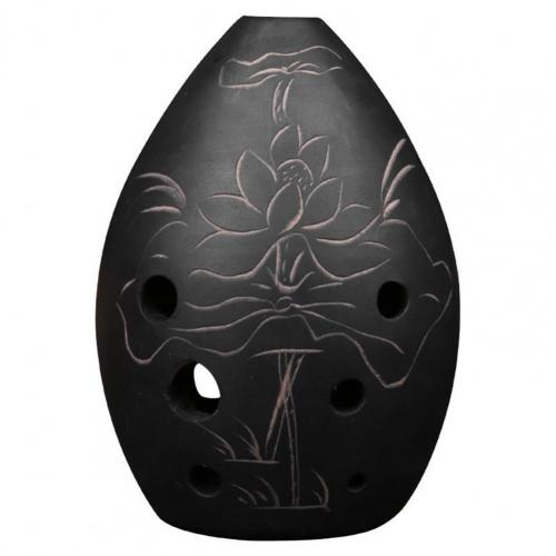 Xun 8 hole C-tone clay Chinese flute ocarina for beginners practice with xun black pottery ancient xun instrument: Default Title