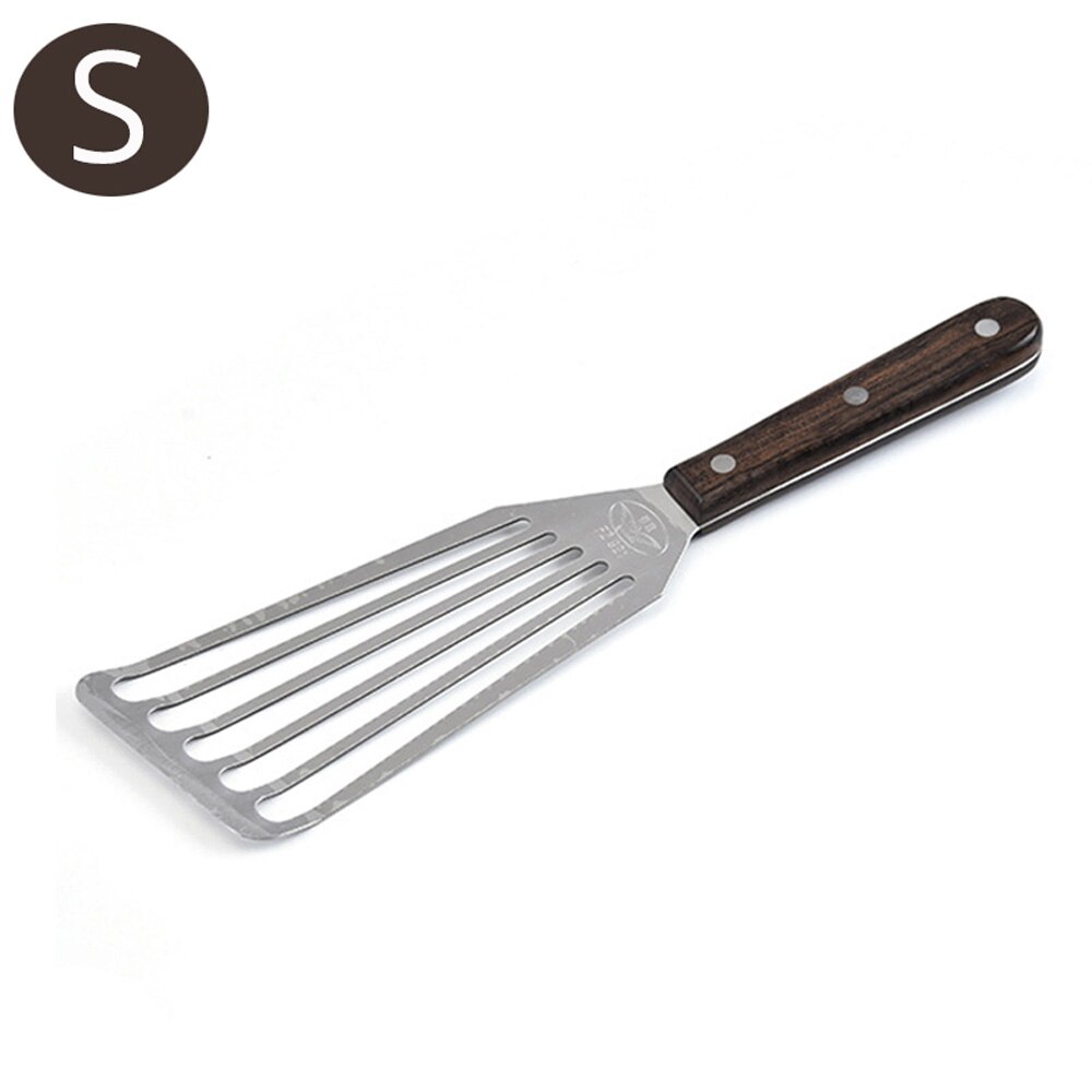 Pala multifuncional de acero inoxidable para freír bistec, pala para pescado, pala para Anguila, herramienta de cocina con mango de madera: Small