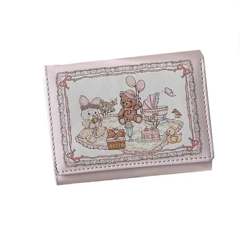 Sweet Wallet for Women Cute Original Square Fold Coin Purse Pu Leather Zip Animal Prints Aesthetic Bag Youth Wallet: Default Title