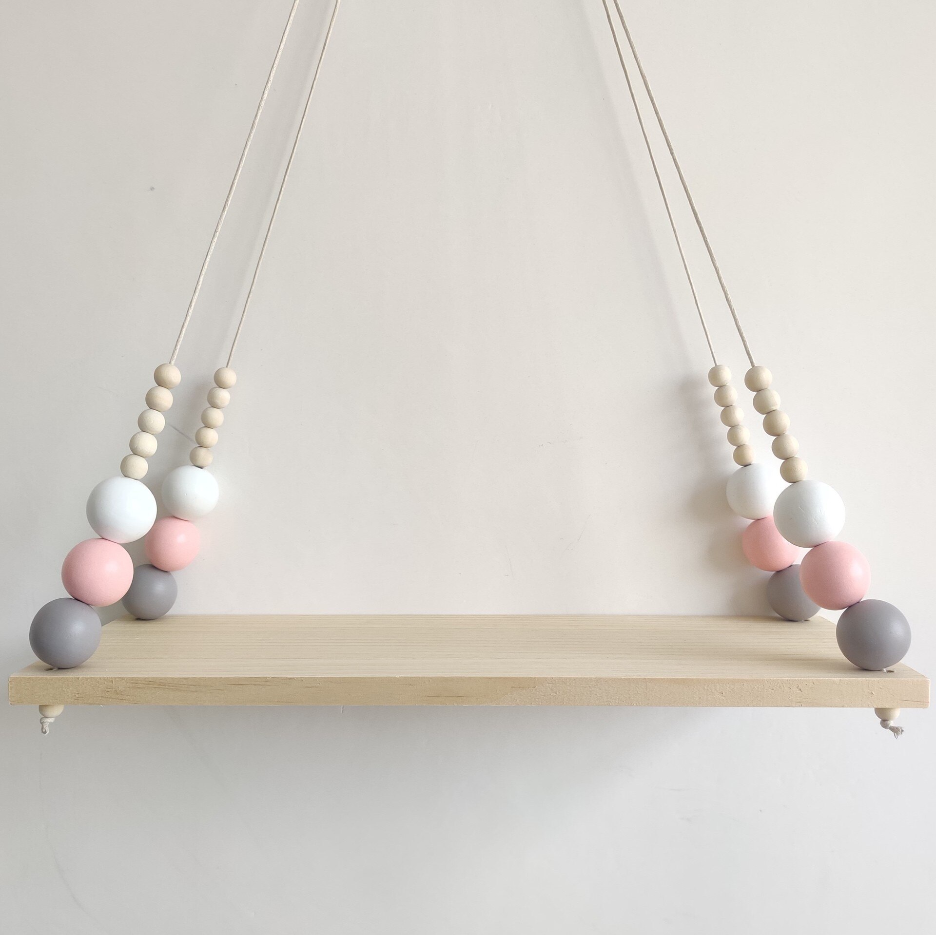 Étagère murale à la main en bois corde balançoire étagère de rangement bébé enfants chambre support de rangement flottant présentoirs: A