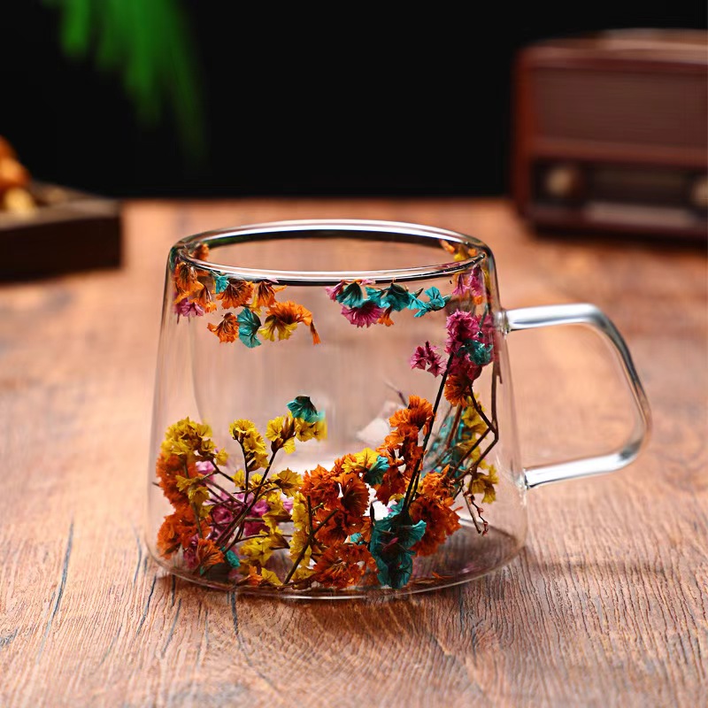 YWDL 1/2/4pcs Double Wall Coffee Mug Heat-resistant Espresso Cup Clear Glass Cup For Cappuccino Tea Water Drinkware