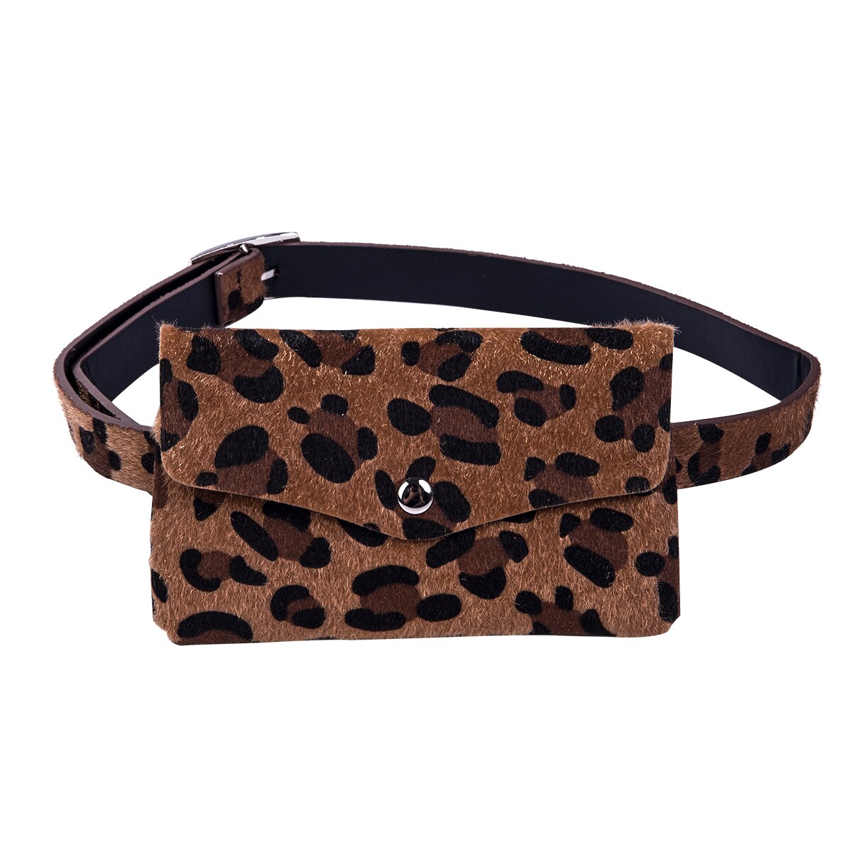 6 cores moda feminina leopardo cintura fanny pacote cinto bolsa bolsa de viagem feminina pequena bolsa cintura packs: Dark brown