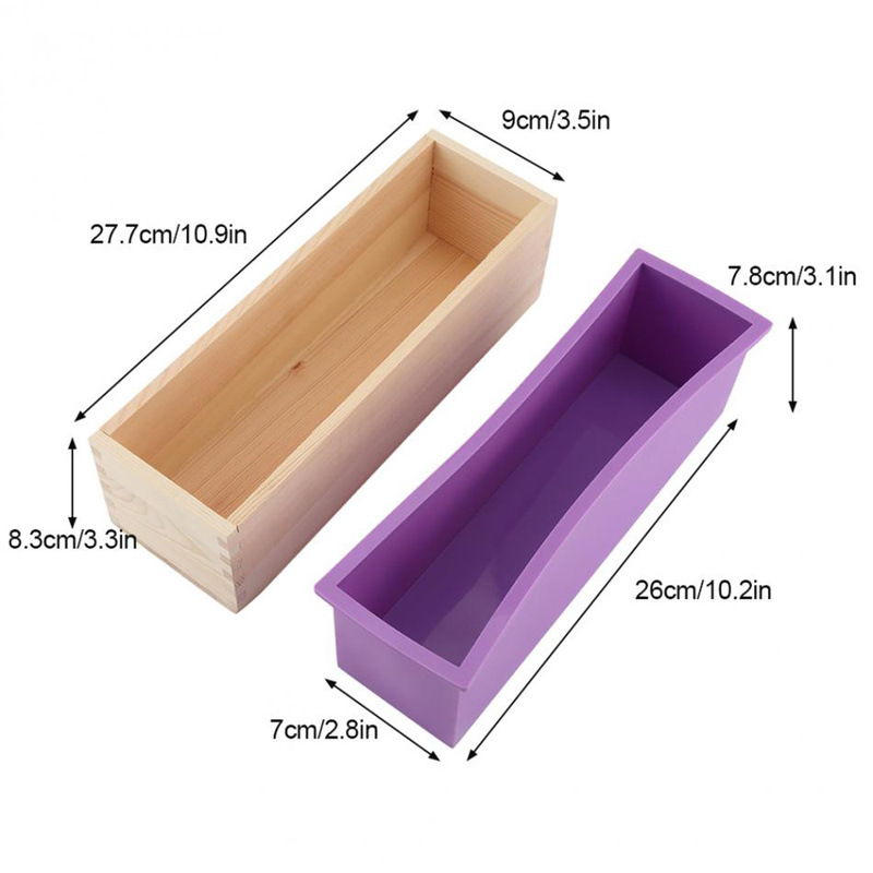 1.2L Silicone Soap Mold Flexible Rectangular Loaf Mold Wood Box Soaps Making DIY Tool for Soap Cake Making 42oz