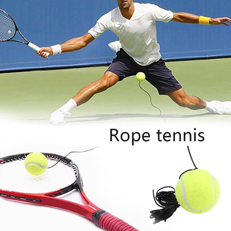 1pc Single Training Tennis Ball With Rope Bold Elastic Resistance Tennis Balls Durable Training Rubber J3S2