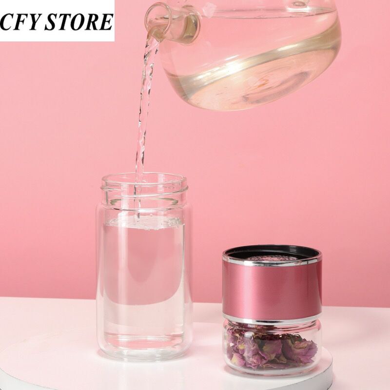 380ml Glass Double Wall Water Bottle High Borosilicate Glass Tea Water Separation Cup Milk Coffee Drinking Glasses Drinkware