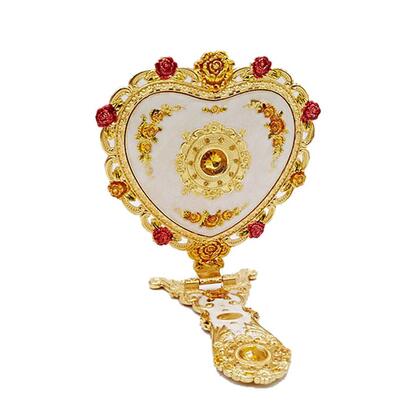 Europæisk vintage hjerteform håndspejl makeup spejl ramme lomme spejl hjerte spejl til pige  j034: 1pc spejle i guld