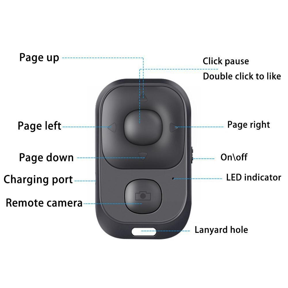 Mini Wireless Selfie Remote Control Bluetooth-compatible Camera Self-timer Controller Release Turning Phone Button Page Shu G7C1