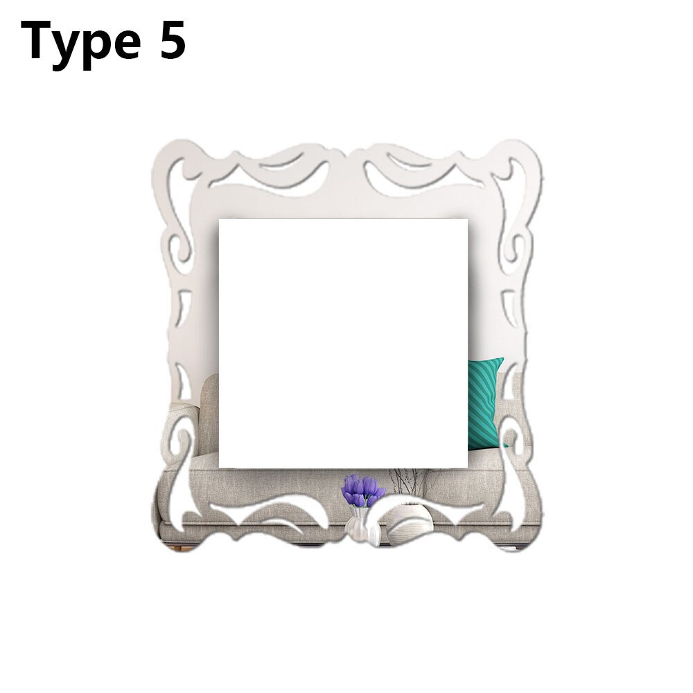 Mode Schakelaar Stickers Plug Base Framing Home Decor Woonkamer Ornament Zilveren Bloem Decal Fotolijst Spiegel Muur Artrt: 5