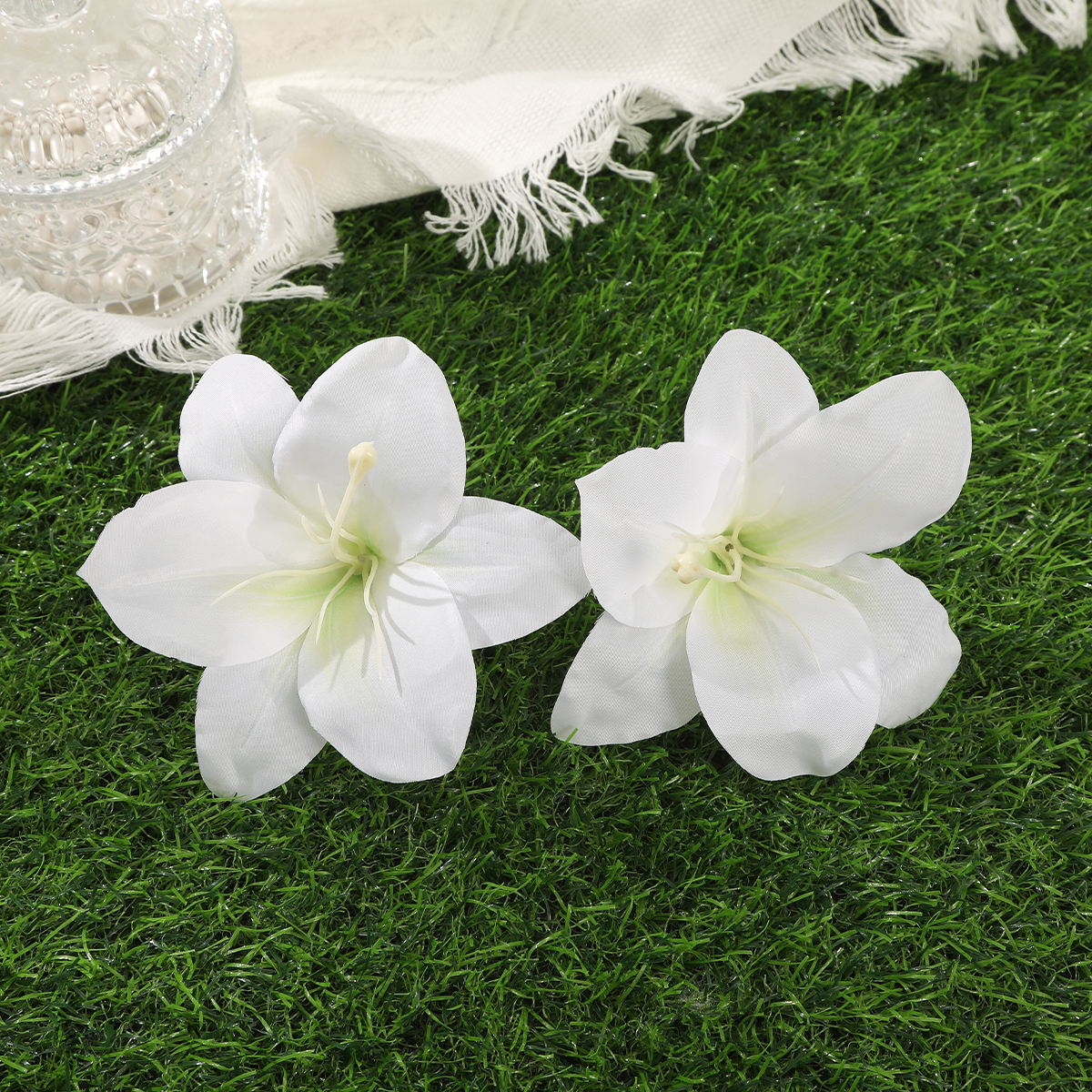 Horquillas de orquídeas simuladas, pinza para el pelo de flor blanca y rosa para mujer, horquilla para foto de playa de viaje de verano, Clip LATERAL, tocados de: GINGER