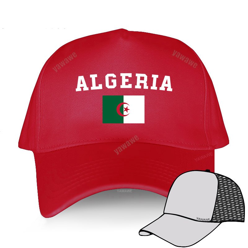 Flaga algierii czapki baseballowe letnie słońce algieria czapki moda regulowana czapka męska: red mesh