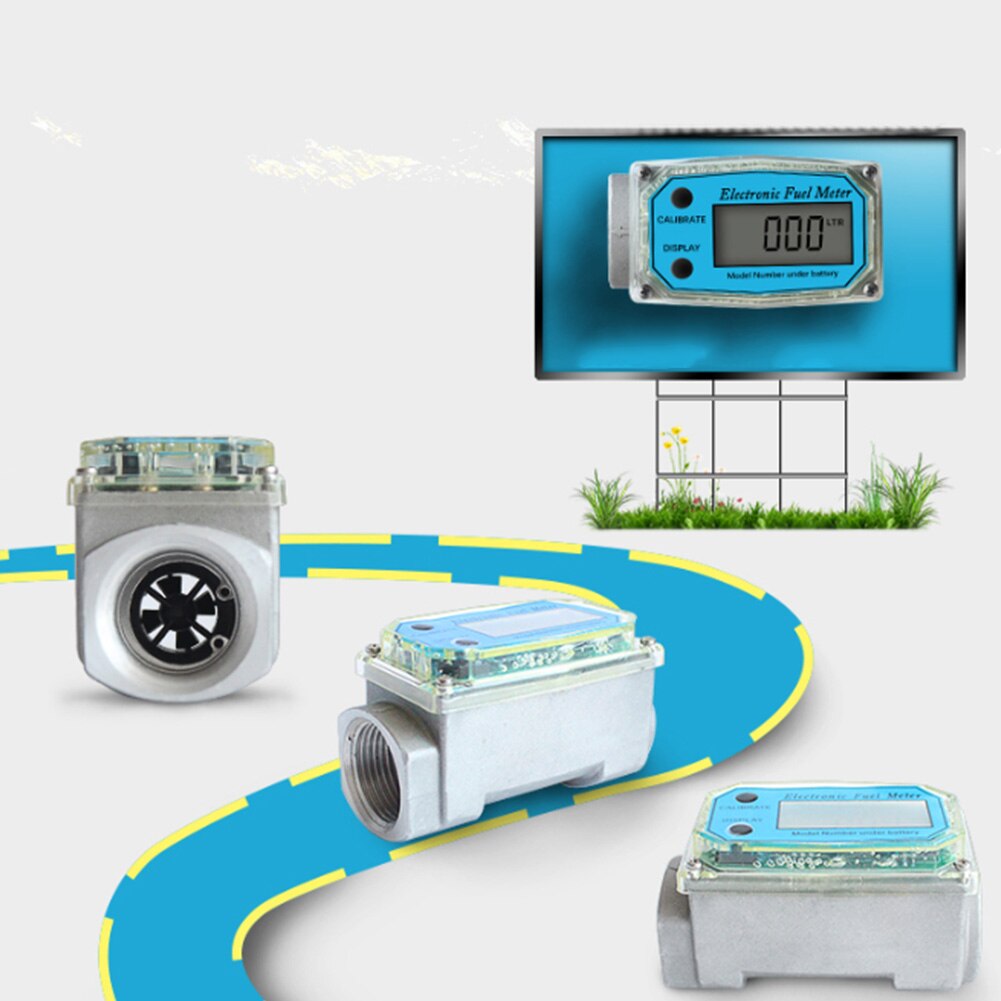 K24 Multipurpose LCD Flow Meter Digital Display High Accuracy Aluminum Alloy Fuel Easy Operate Electronic Adjustable Portable