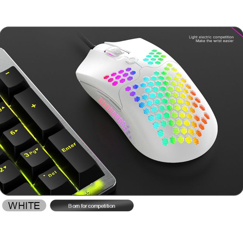M5 Hollow-out Honeycomb Shell Gaming Mouse Colorful RGB Backlit Light Wired Mice