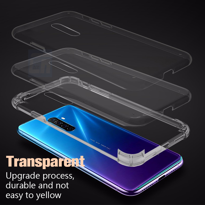 Capa protetora de silicone airbag para oppo, capa transparente anti-queda para realme gt 3 5 8 pro 2 10x zoom a1k f7 f9 f11