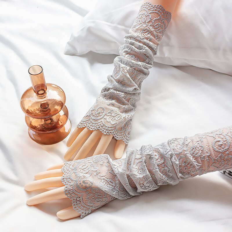 Darmowe letnie koronkowe rękawiczki przeciwsłoneczne rękawiczki damskie ochrona przeciwsłoneczna naramiennik moda oddychający rękaw koronkowy naramiennik dekoracyjny