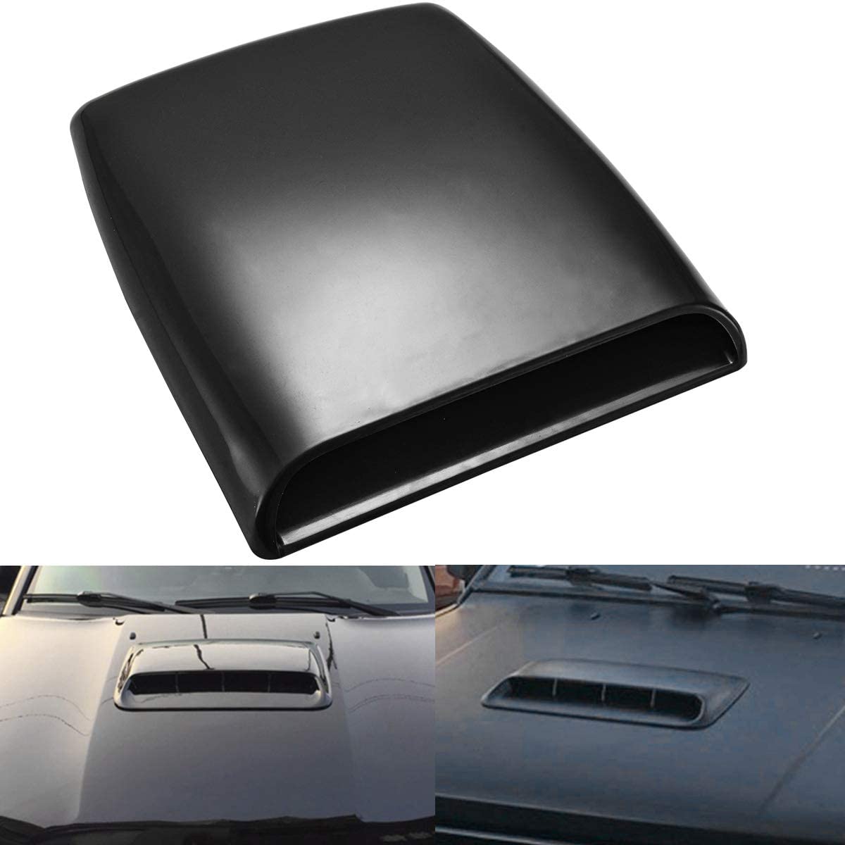 Universele Auto Decoratieve Air Flow Intake Hood Scoop Vent Turbo Bonnet Cover Auto Styling Air Outlet Cover: Black