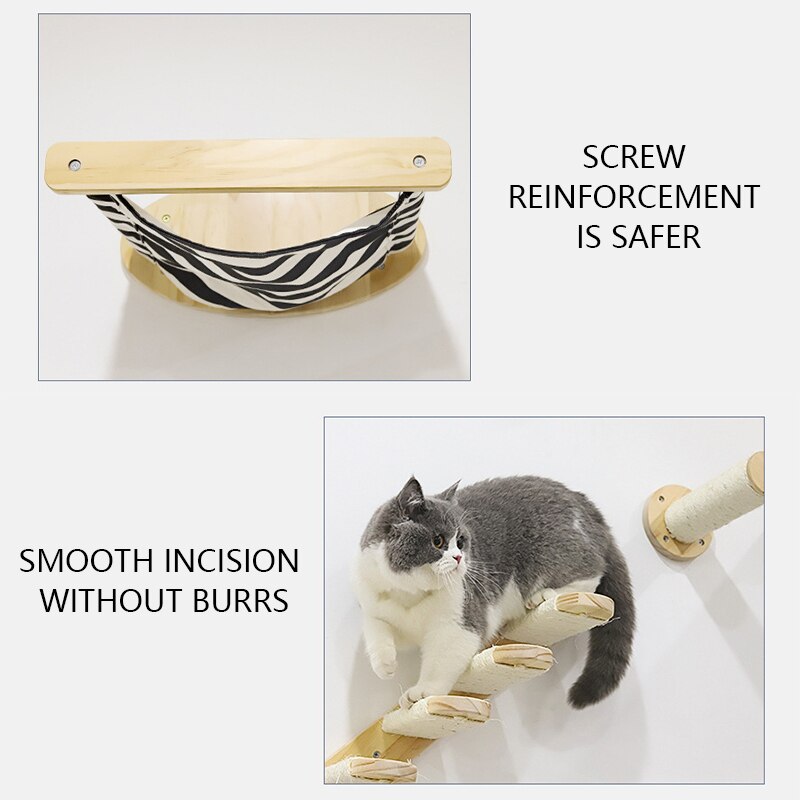 Pine DIY cat climbing frame cat wall hanging scratch column cat hammock staircase room cat toy