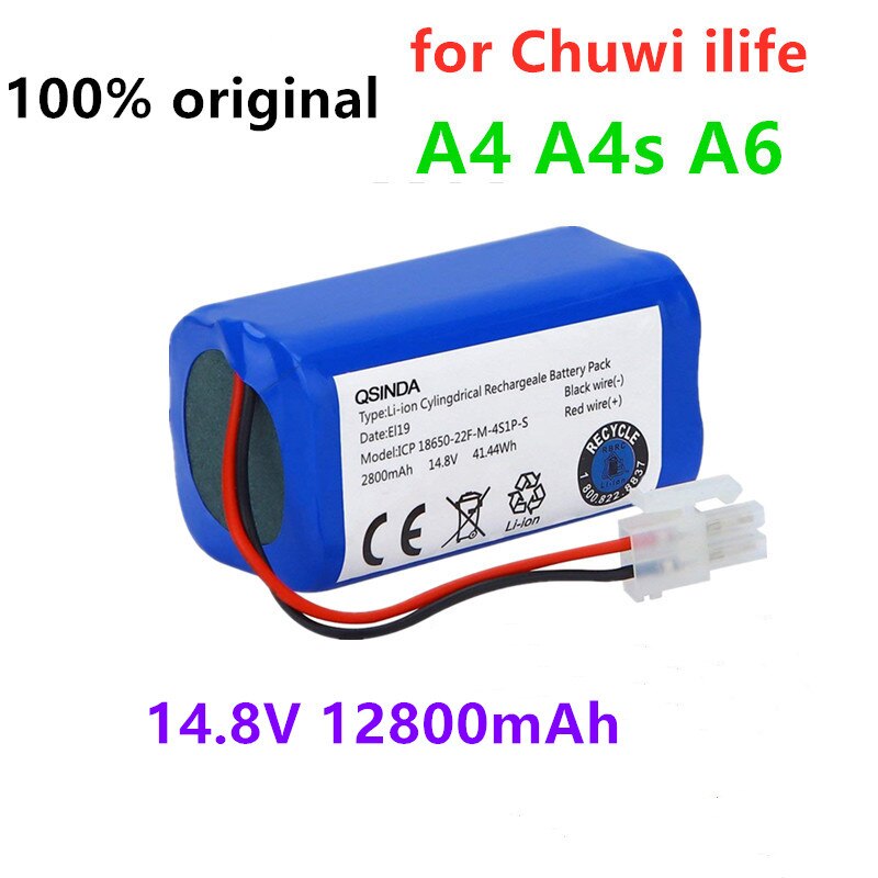 100% original Rechargeable ILIFE Battery 14.8V 12800mAh robotic vacuum cleaner accessories parts for Chuwi ilife A4 A4s A6: 14.8v 12800mAh