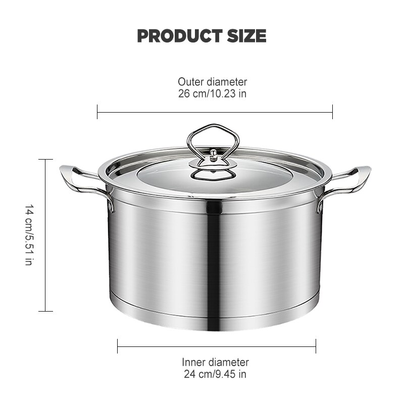 Niet-Magnetische Soeppan Rvs Dubbel Handvat Kookpot Samengestelde Bodem Non Stick Pan Europese Stijl Keuken kookgerei: B 26cm