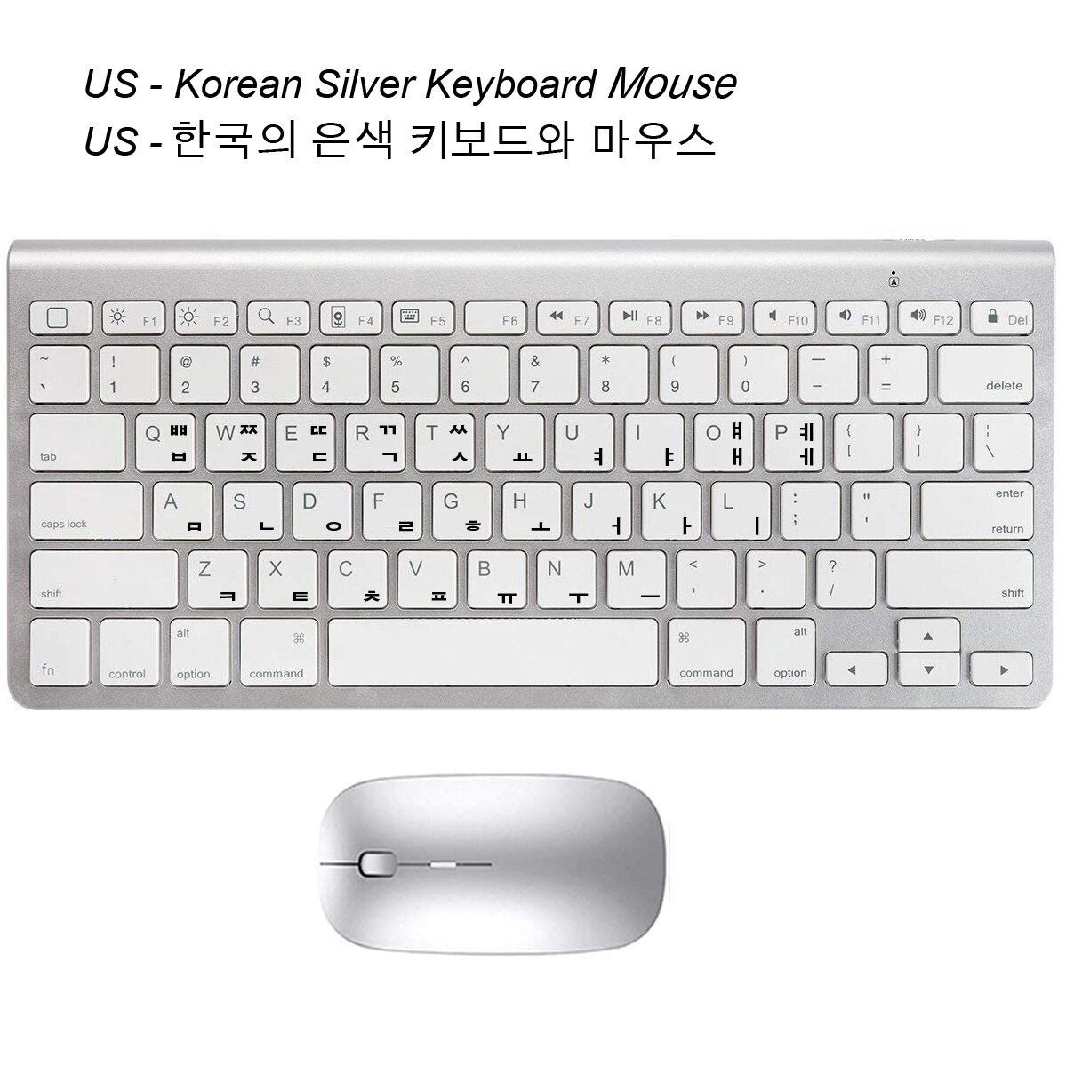 Portable Ultra Slim Mute Apple Style Bluetooth Keyboard Mouse Low Noise Wireless Keyboard for IOS Windows Android: Korean KM