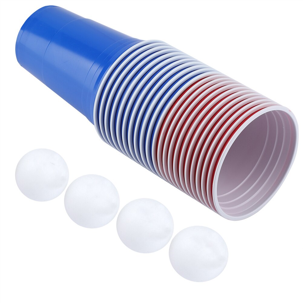 450ml Beer Pong Set Beer Pong Drinking Game Set Beer Pong Cups 11 Red Cups+11 Blue/Black Cups+4 Balls​​ For Outdoor Parties Game