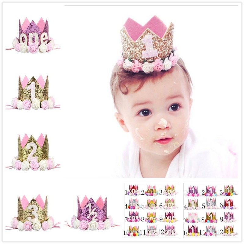 Felice Primo Compleanno Cappellini per Feste E festa arredamento cap di Un Cappello Di Compleanno Della Principessa corona 1st 2nd 3rd anno Vecchio Numero Capretti Del bambino Dei Capelli accessorio