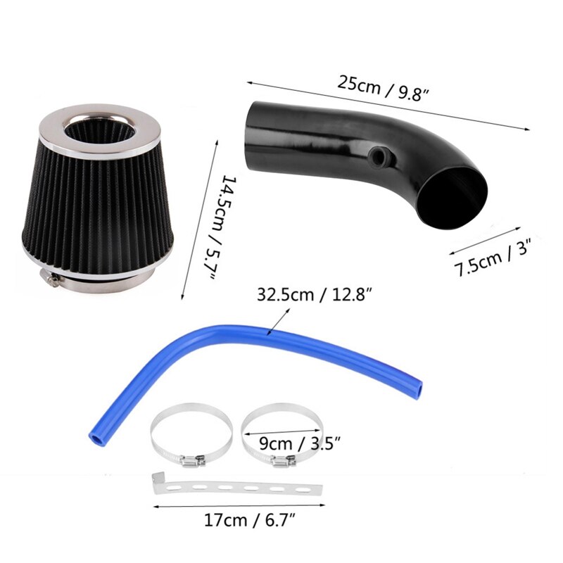 Universal Air Intake Air Filter, Large Flowing Intake Pipe Air Intake Kit Aluminum Alloy