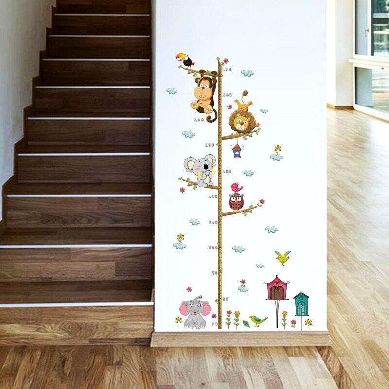 Leuke Olifant Leeuw Dierentuin Hoogte Stickers Kinderkamer Slaapkamer Woonkamer Wanddecoratie Muurstickers Home Decoratie