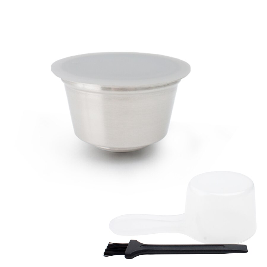 Herbruikbare Capsule Pod Fit Voor Dolce Gusto Koffie Machine Kleur Wit/Metalen Rvs Capsule Cup: 1 pod