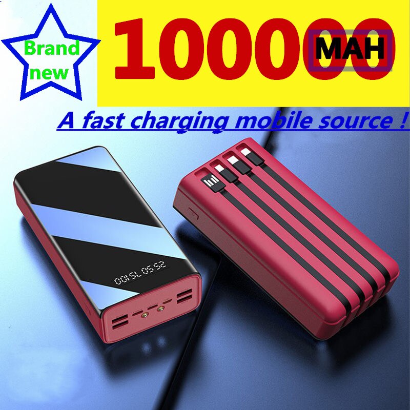Power Bank 100000Mah Type C Micro Usb Snel Opladen Powerbank Led Display Draagbare Externe Batterij Oplader Voor Telefoon Tablet