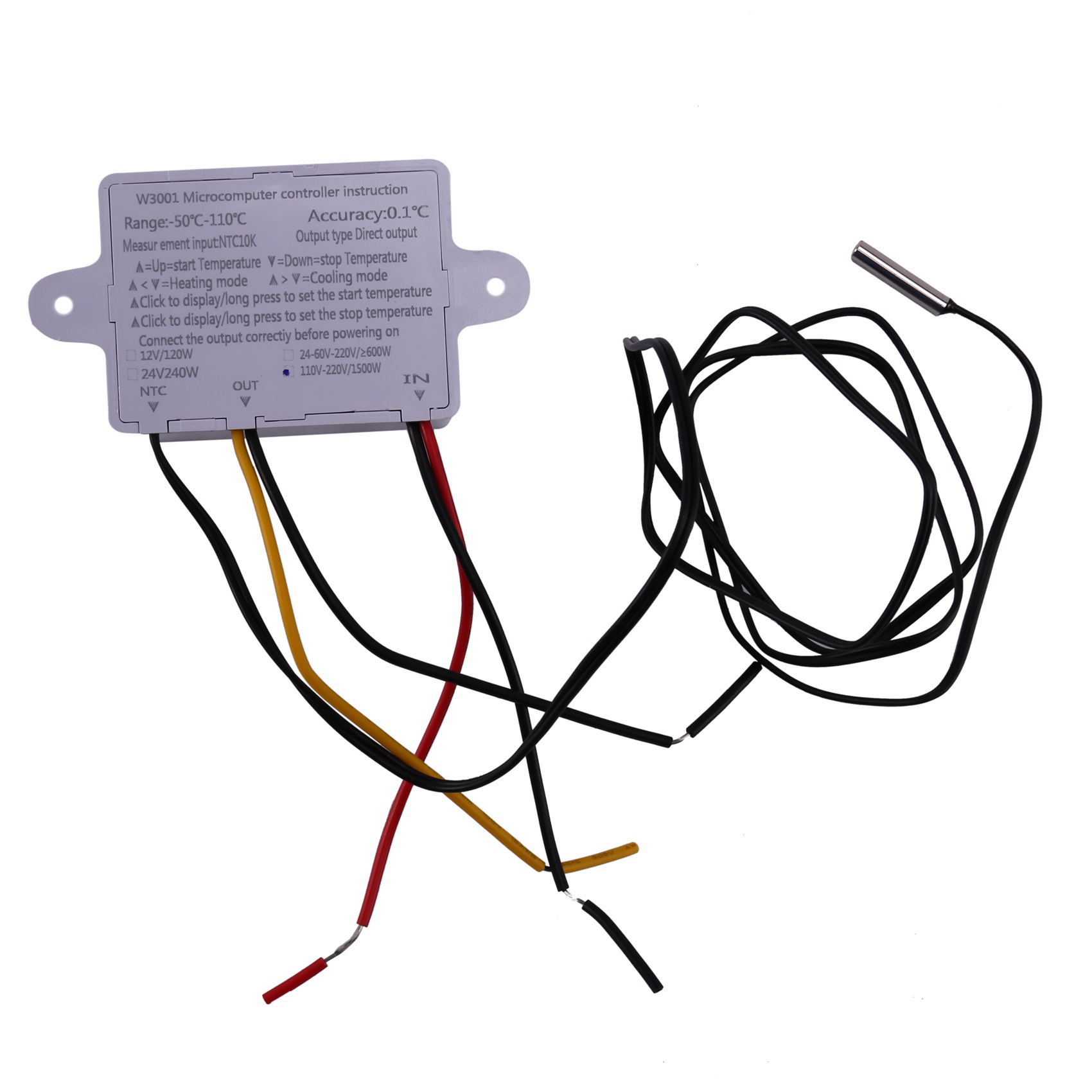 Diymore XH-W3001 Digitale temperatuurregelaar met sensor, DC 12 V, thermostaat, temperatuurschakelaar, verwarming, koeling voor zeevruchten, terraria
