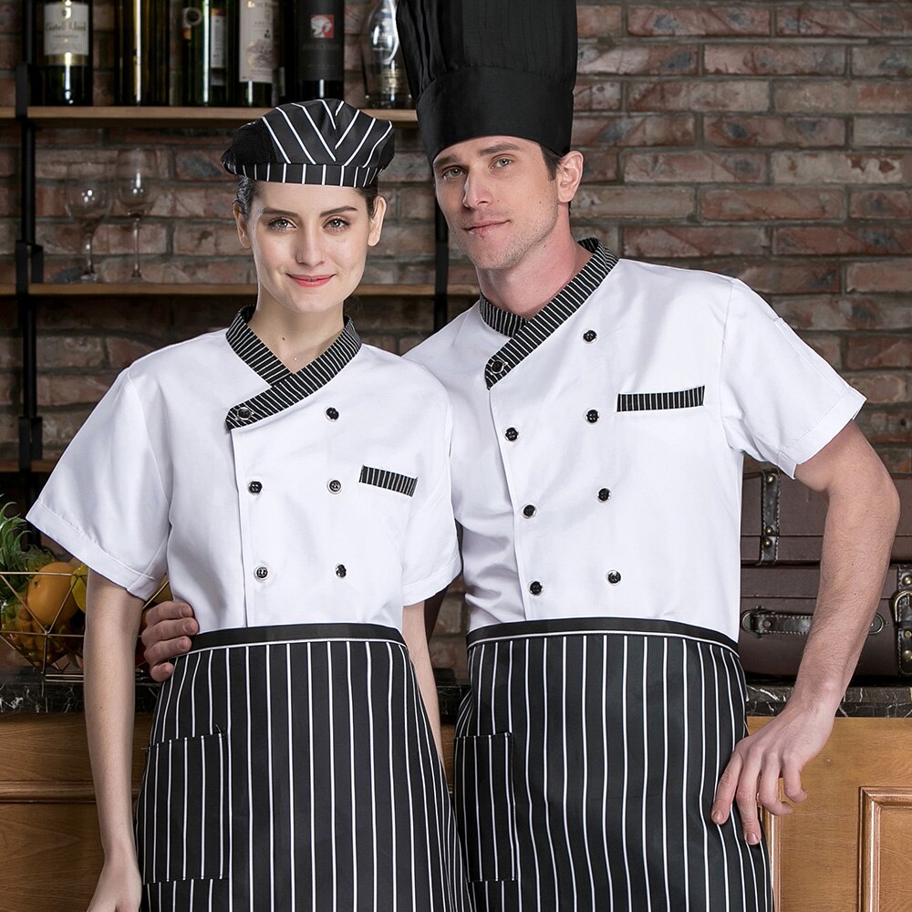 Madservice unisex restaurant uniform kortærmet hotel kokke uniform åndbar køkken kokkejakke catering kok arbejdstøj