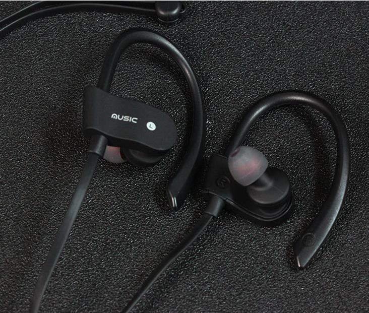 Sports Bluetooth Headset 5.0 Wireless Hanging Ear Bilateral Stereo Headset: Cool black