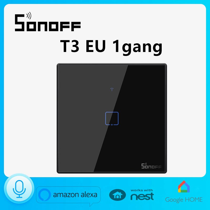 Sonoff T3EU1C Wifi Touch Muur Lichtschakelaar Met Grens 433 Rf/Voice/App Afstandsbediening Werkt Met Alexa voice Smart Home