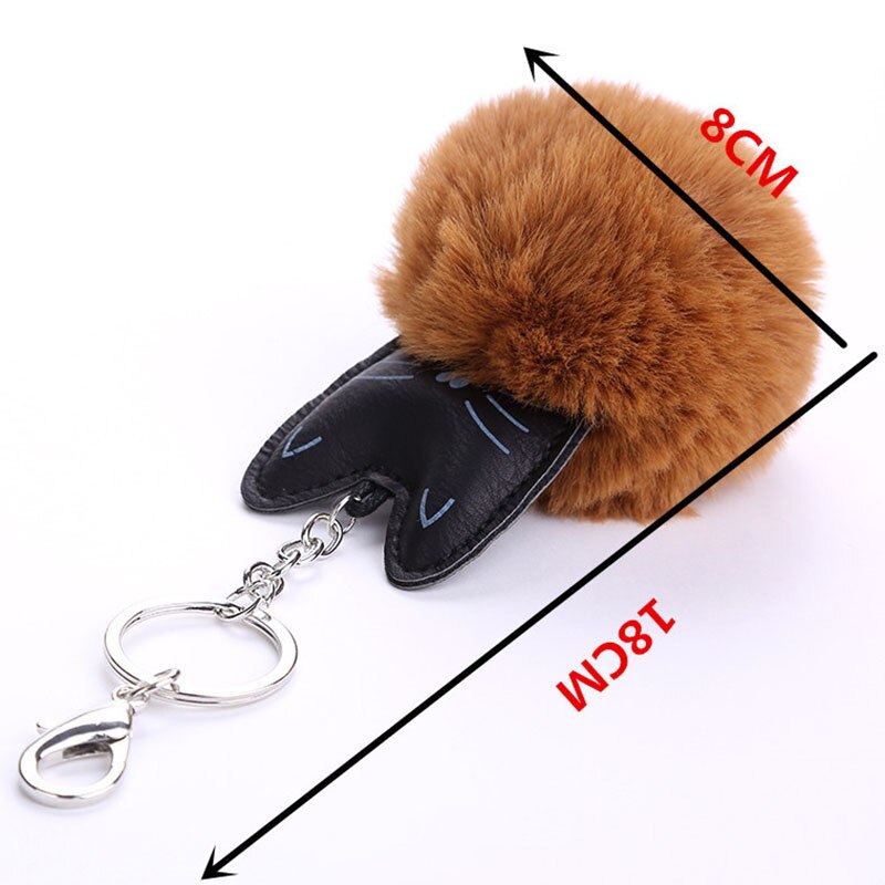 LLavero de Bola de Pelo de gato, pompón suave, Bola de Pelo de Animal, llavero de coche, bolso y accesorios para coche, llavero de para mamá