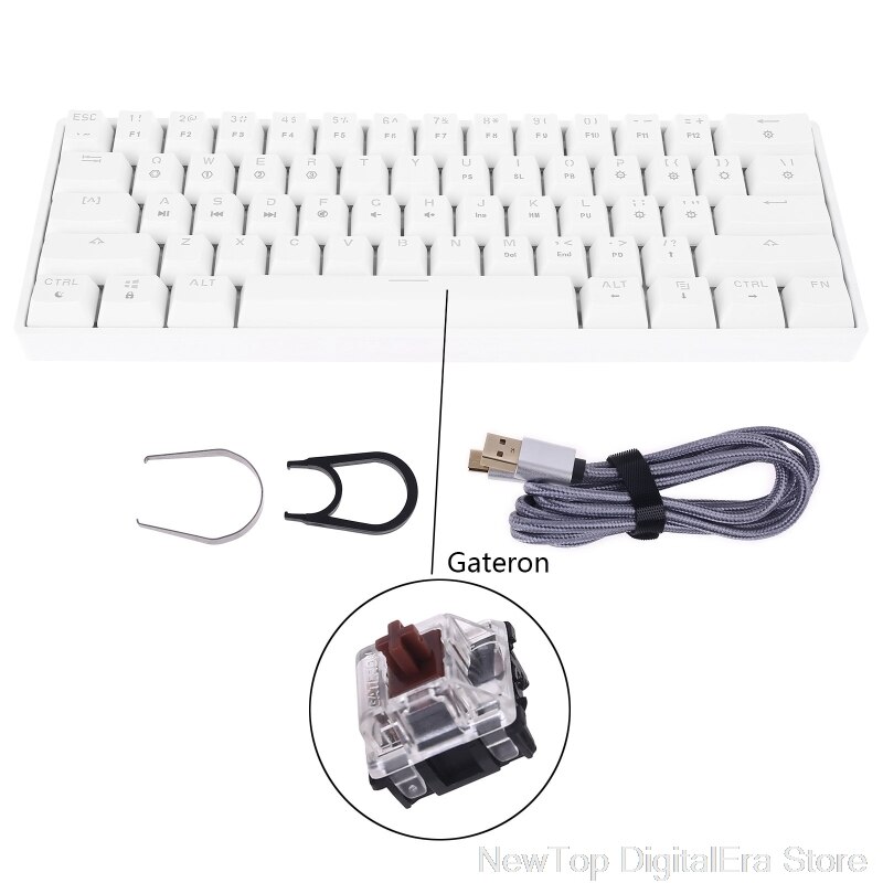 Teclado mecánico portátil SK61, interruptores ópticos Gateron, retroiluminado, intercambio en , 60%: WGateron brown