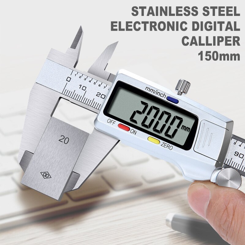 Calibrador Vernier de precisión, herramienta de medición Digital LCD de acero inoxidable, 6 pulgadas, 0-150mm