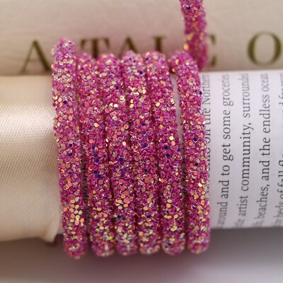 6mm harpiks glitter rhinestones tau rør ledning paljett trimming til diy smykker armbånd halskjede fest dekorasjon bryllup 1 verftet: Rosenrød