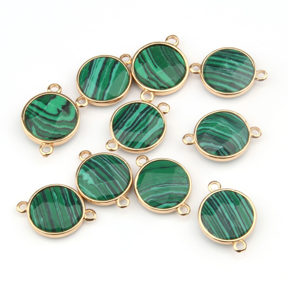 5pcs Naturale Ciondolo In Pietra di Figura Rotonda Sfaccettato Agated Del Pendente per Monili Che Fanno La Collana Accessorie Regalo per le Donne 15x27mm: malachite