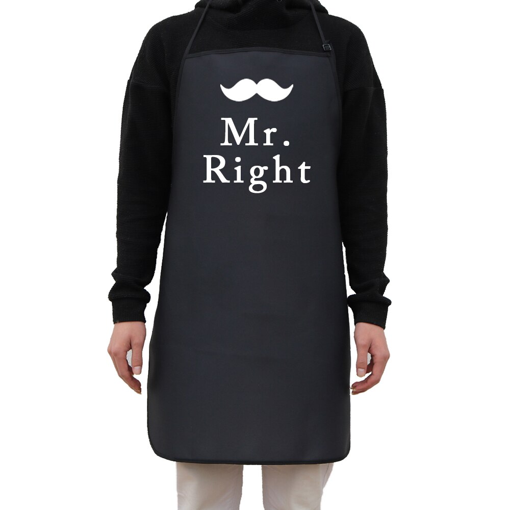 Hr. højre og fru. altid rigtigt køkkenchef forklæde til bbq, bagning, madlavning til mænd kvinder kan justeres: Hr.