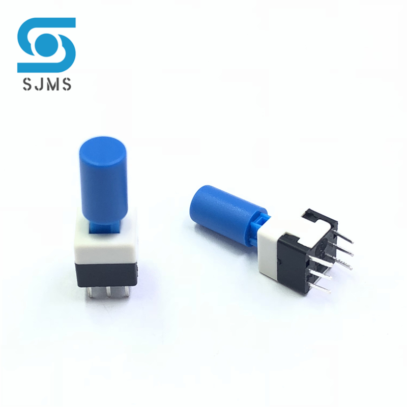 Interruptor de botón táctil autoblocante, 5,8x5,8 MM, 7x7MM, 8x8MM, 8,5x8,5 MM, microinterruptor de reinicio, tapa táctil A04, 10 unidades: M / Azul