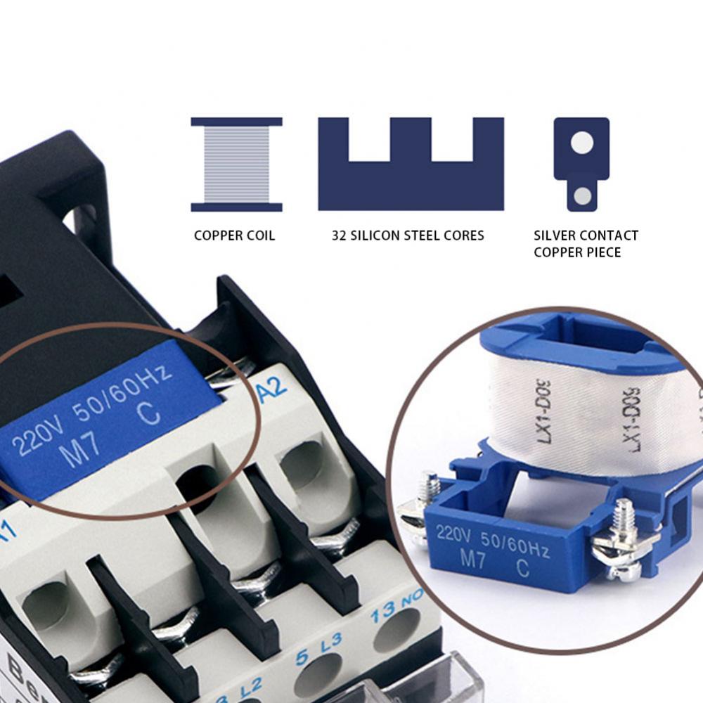 CJX2-2510 Duurzaam Elektromagnetische Schakelaar 3 Fase 3-Pole Zilver Contact 24-380V 50/60Hz Din rail Gemonteerd Relais Ac Schakelaar