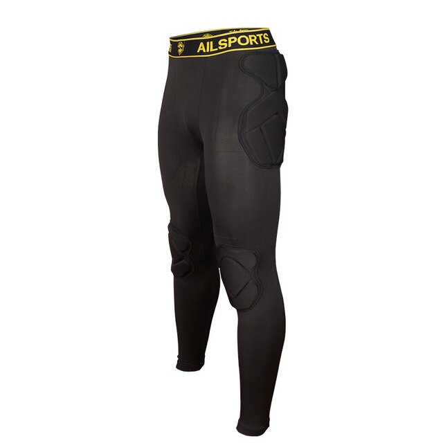 Men Rugby Goalkeeper Trousers Soccer Training Pants EVA Sponge Football Pant Kneepad hip pad protection Sweatpants breathable: black pant 1 / S