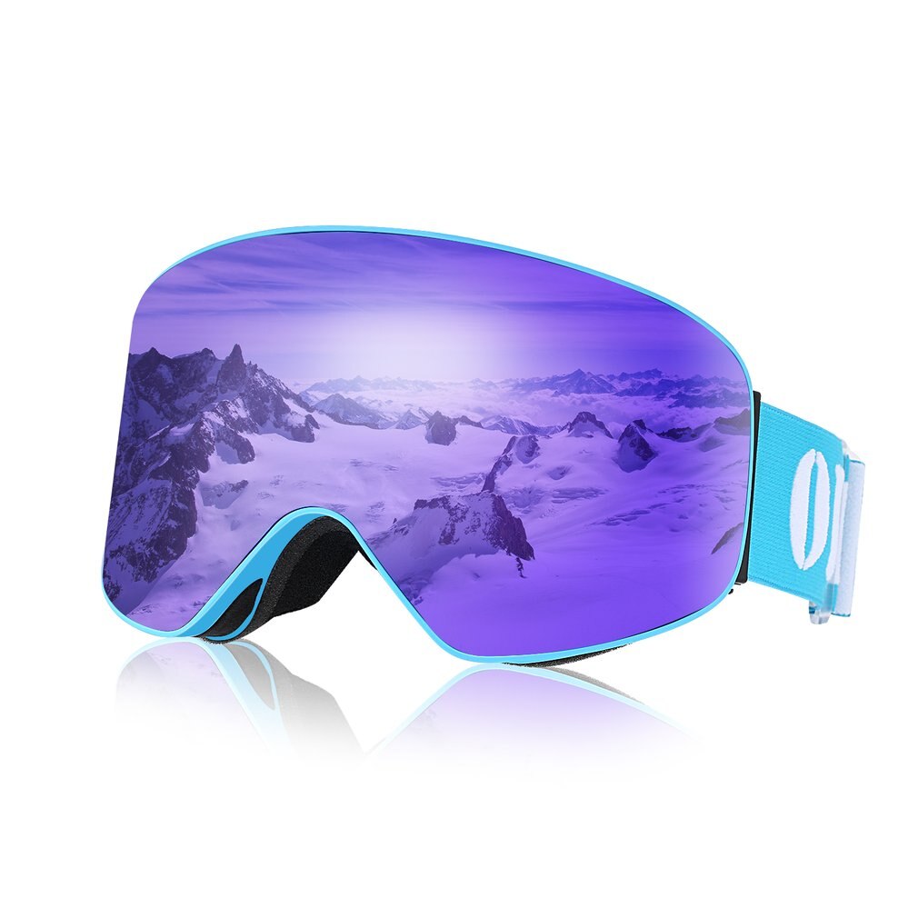 Outad dubbla lager skidglasögon uv-dimskydd glasögon utomhus sport skridskoåkning skidglasögon snö snowboard glasögon: Blå