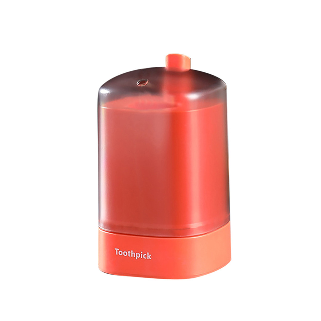 Simple Automatic Pop-up Toothpick Box Home Furnishings Toothpick Holder Square Toothpick Dispenser Household Storage Container: Orange