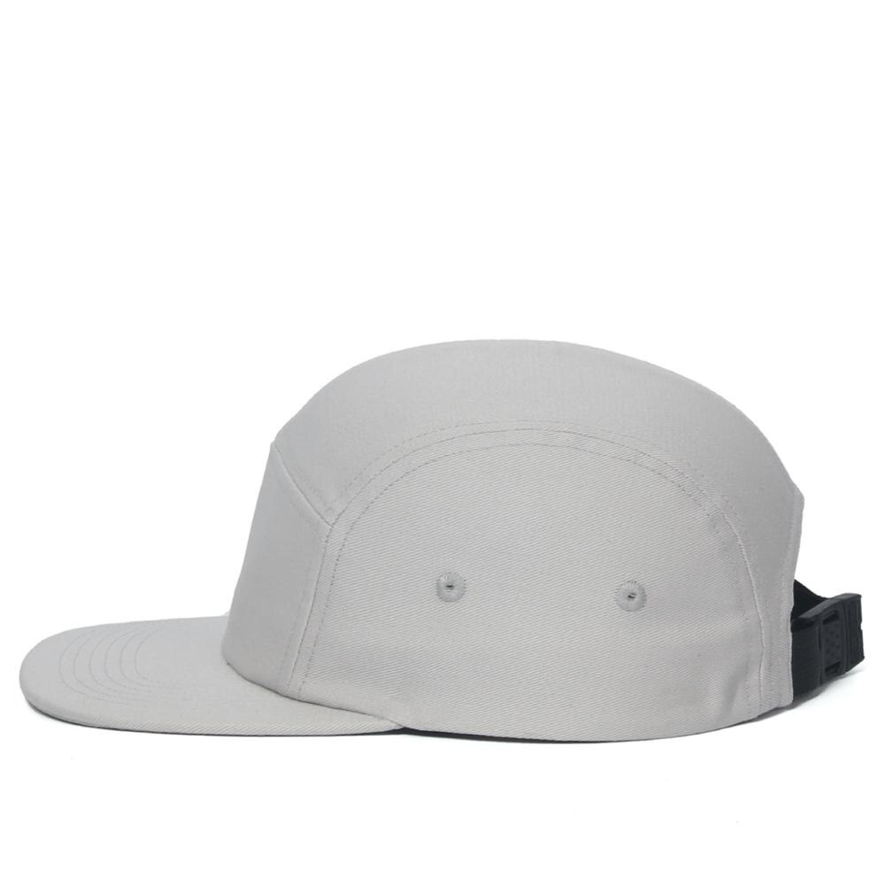 DongKing 5 Panels Cap Short Brim Hat Flat Bill Cotton Blank Camping Hats Solid Colors Low Crown Classic Adjustable: Light Grey