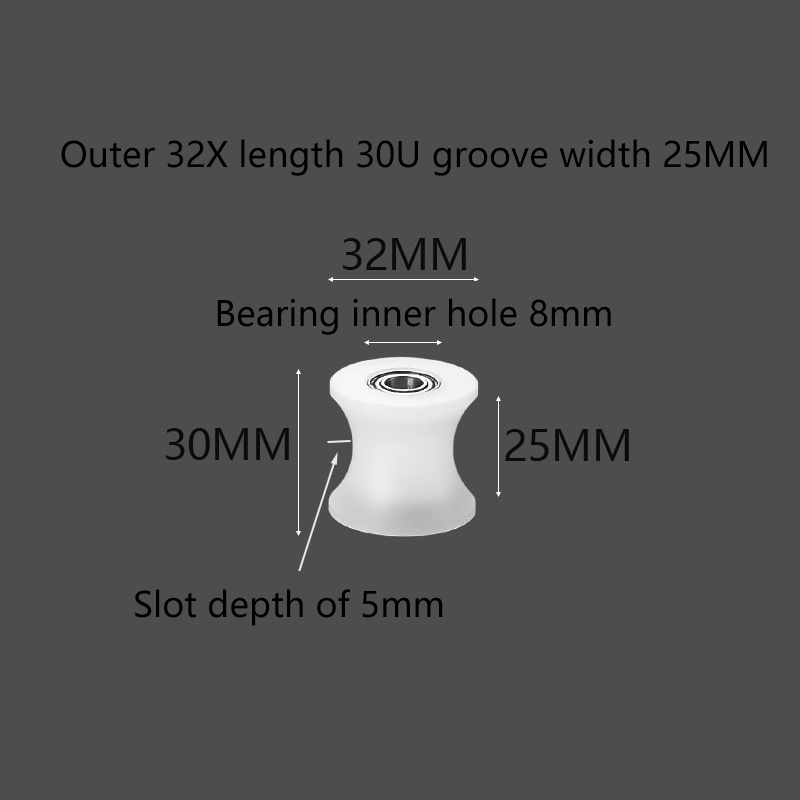 1Pcs Nylon U-groove Bearing Roller Track Wheel Guide Roller Support Roller Door Window Sliding Door Mechanical Pulley: Beige