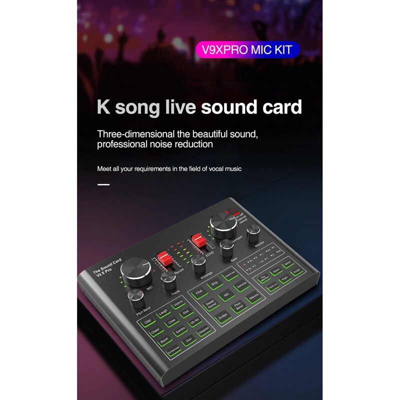 V9x pro sound cards, audio mixer for live broadcast recording, telephone, computer, pc live recording, home ktv voice chat