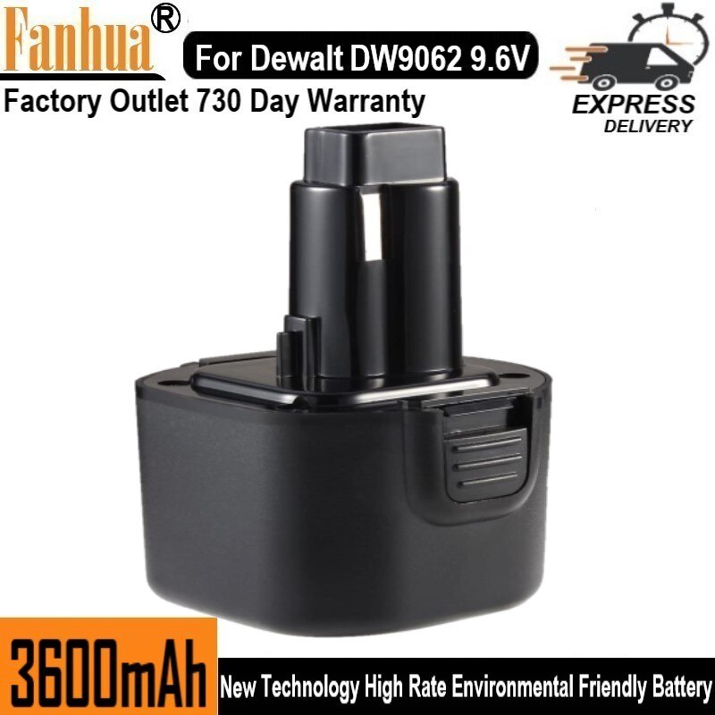 Batterie de remplacement 3600 V, 9.6 mAh, pour Dewalt 9.6V, NI-MH, DW9061, DW9062, DE9036, DE9062, DW9614: Default Title